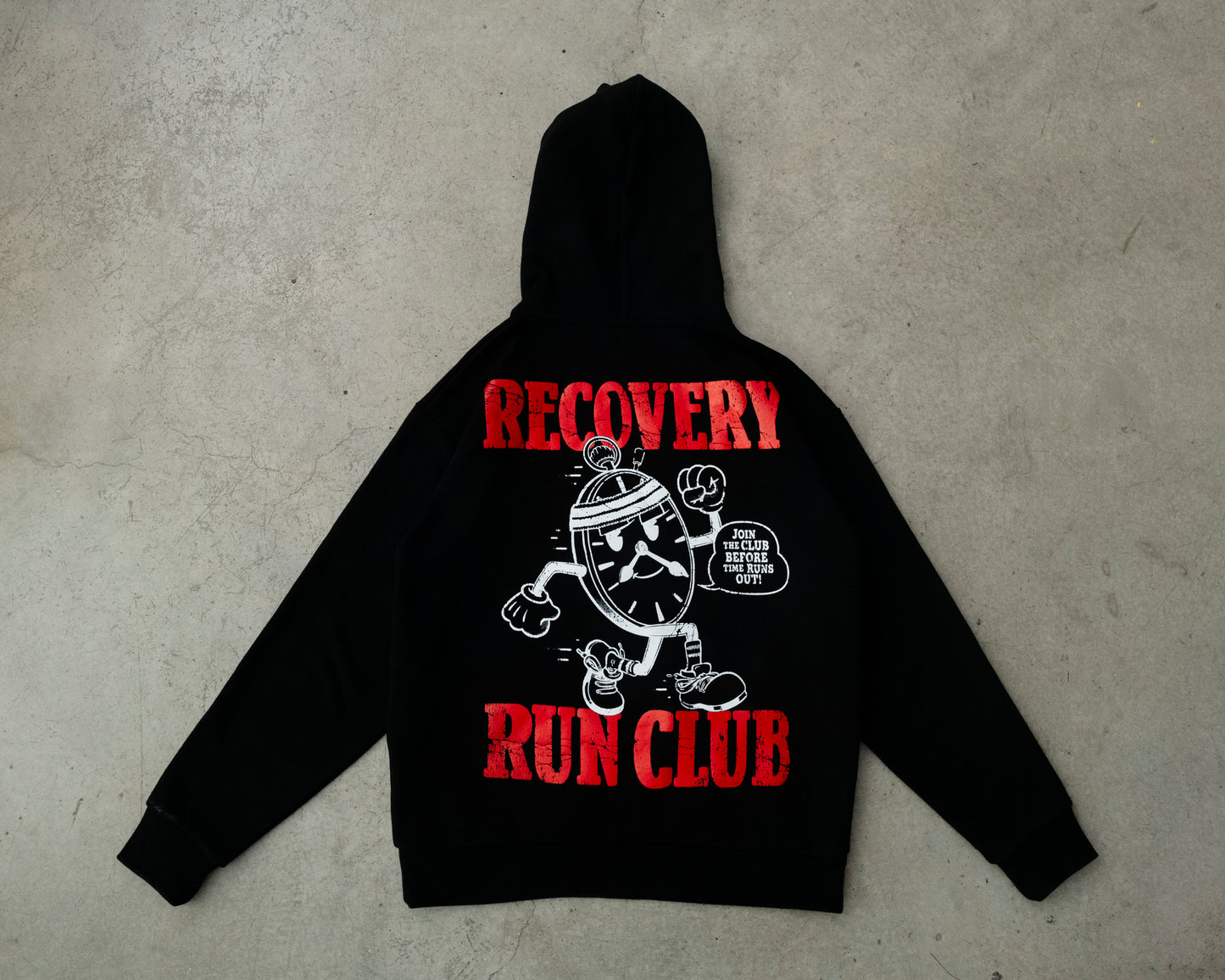 Black Run Clock Heavyweight Hoodie