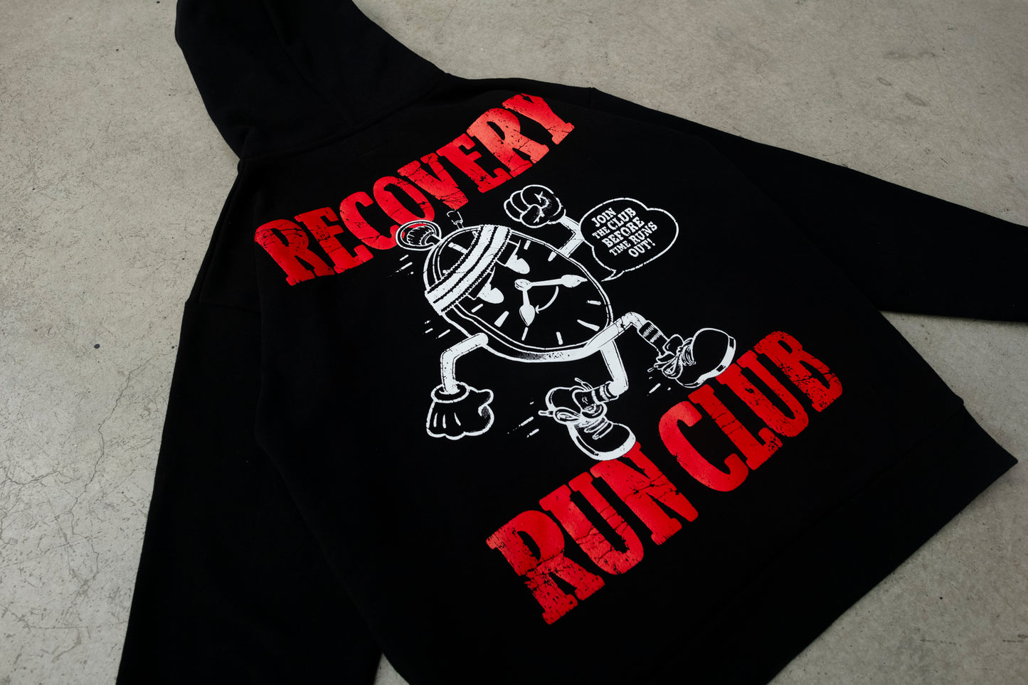 Black Run Clock Heavyweight Hoodie